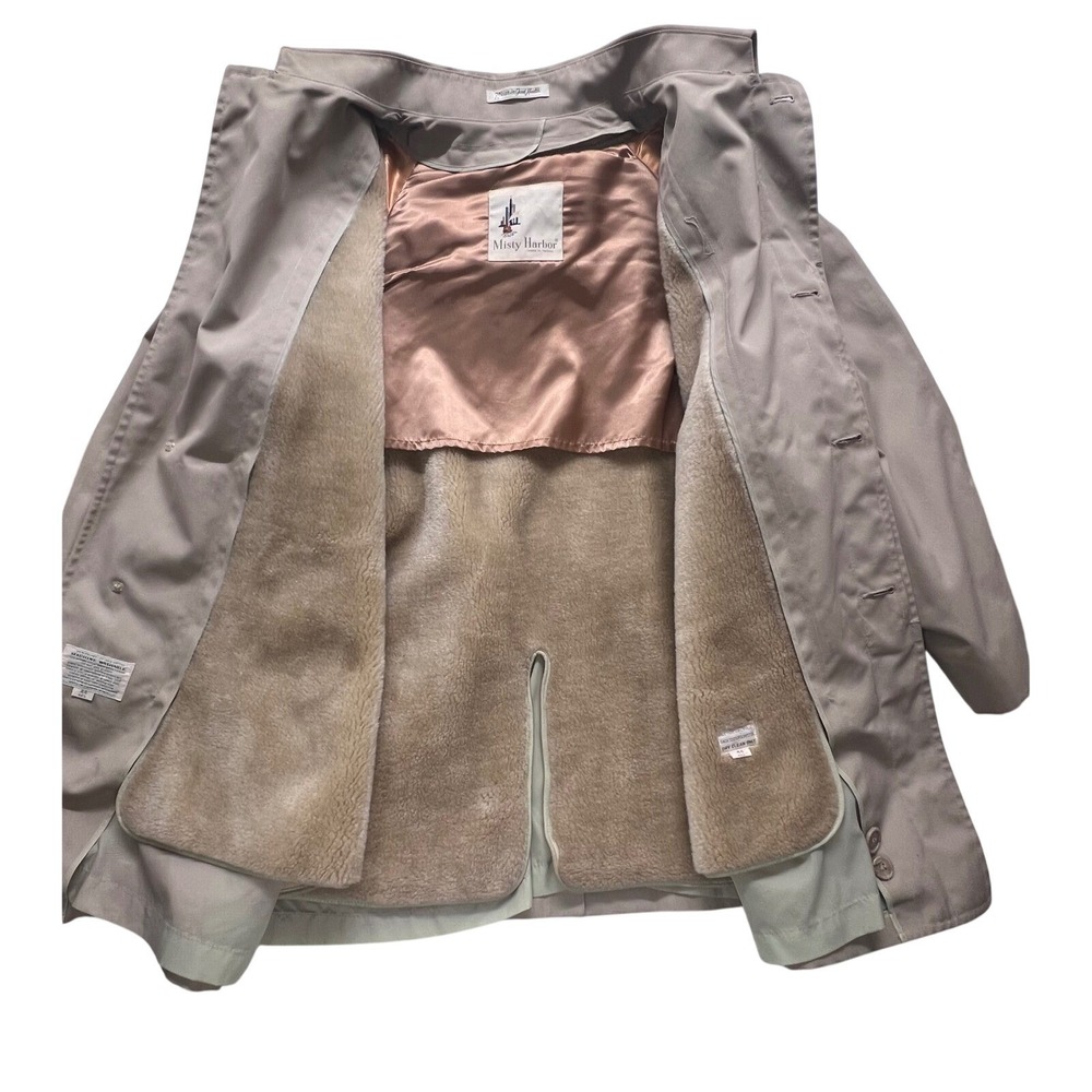 Misty Harbor Beige Trench Coat‎ Womens Size 44 Rain Coat Lined Stain Resistant